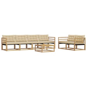 vidaXL Ensemble de canapés d'extérieur 7 pc Blanc et Beige
