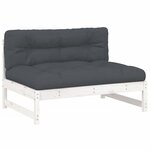 vidaXL Salon de jardin 2 Pièces avec coussins blanc bois massif
