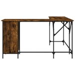 Bureau table poste de travail meuble d'ordinateur informatique étude chêne fumé 141 x 141 x 75 cm bois d'ingénierie brun 02_0023587
