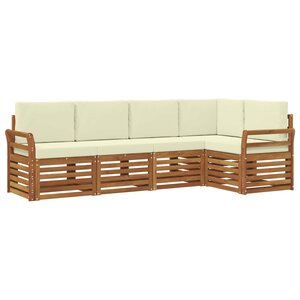 vidaXL Ensemble de canapés d'extérieur 5 pc Naturel et Crème Polyester
