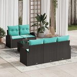 vidaXL Ensemble de canapé de jardin 6 Pièces Noir et turquoise