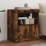 vidaXL Buffet avec lumières LED chêne fumé 60 5x37x67 cm