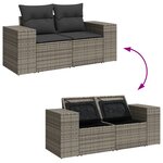Set de canapé de jardin vidaXL 9 pièces avec coussins gris en poly rotin