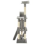 vidaXL Arbre à chat avec griffoirs en sisal 140 cm Gris