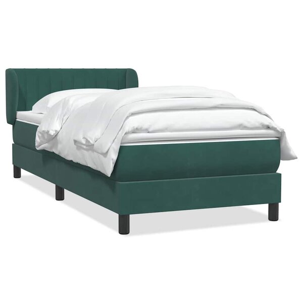 vidaXL Sommier à lattes de lit et matelas vert foncé 100x210cm velours