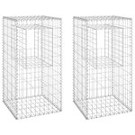 vidaXL Poteaux à panier de gabion 2 Pièces 50x50x100 cm Fer