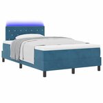 vidaXL Lit à ressort LED avec matelas Bleu foncé 120 x 190 cm Velours