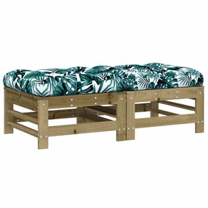 vidaXL Repose-pieds de jardin et coussins lot de 2 bois pin imprégné