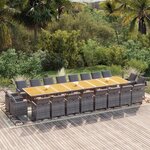 vidaXL Ensemble à manger de jardin coussins 21 Pièces Gris Résine tressée