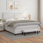 vidaXL Sommier à lattes de lit avec matelas Blanc 160x200cm Similicuir