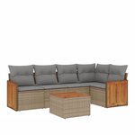 vidaXL Salon de jardin avec coussins 6 Pièces beige résine tressée