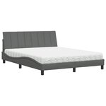vidaXL Lit avec matelas gris foncé 160x200 cm tissu