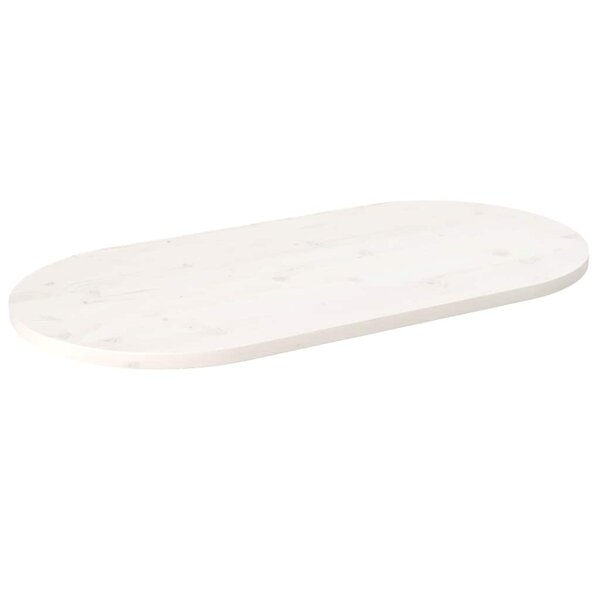 vidaXL Dessus de table blanc 110x55x2 5 cm bois de pin massif ovale
