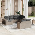 vidaXL Salon de jardin avec coussins 10 Pièces gris résine tressée
