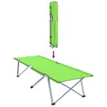 vidaXL Lit de camping pliant Vert foncé Cadre en métal avec surface en tissu