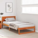 vidaXL Cadre de lit avec tête de lit Brun cire 100 x 200 cm Pin massif