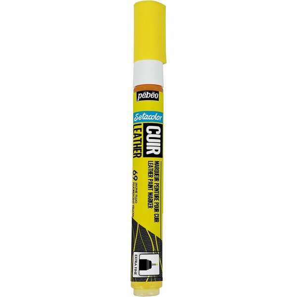 Marqueur Acrylique Setacolor Spécial Cuir Mat Satiné Extra Fine Jaune Fluo PÉBÉO