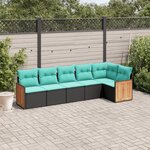 vidaXL Salon de jardin 6 Pièces avec coussins noir résine tressée