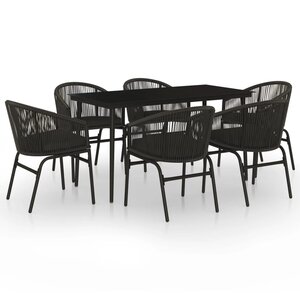 vidaXL Ensemble à manger de jardin 7 Pièces Noir