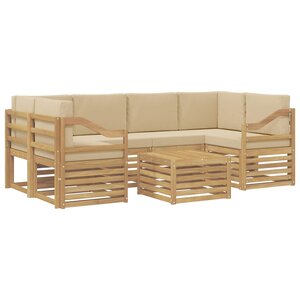 vidaXL Ensemble de canapés d'extérieur 7 pc Blanc et Beige Polyester