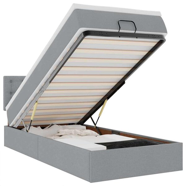 vidaXL Cadre de lit ottoman et matelas gris clair 90x190 cm tissu
