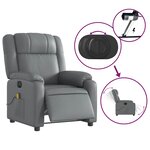 vidaXL Fauteuil de massage inclinable électrique gris similicuir