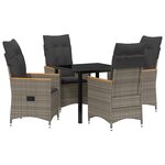vidaXL Ensemble de Dîner de Jardin de 5 Pièces avec Coussins Gris en Rattan Poly