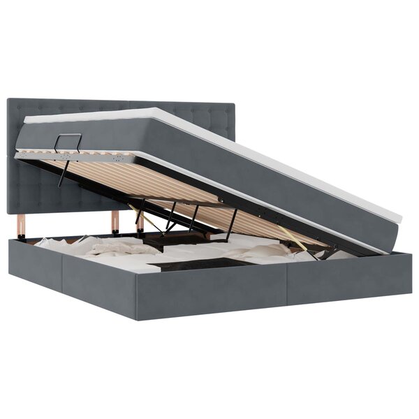 vidaXL Lit avec rangement et matelas Gris foncé 180 x 200 cm Velours
