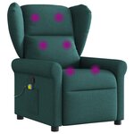 vidaXL Fauteuil de massage inclinable Vert foncé Tissu