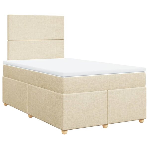 vidaXL Sommier à lattes de lit avec matelas Crème 120x200 cm Tissu
