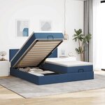 VidaXL Cadre de lit ottoman avec matelas bleu 200x200cm tissu