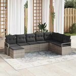 vidaXL Ensemble de canapé de jardin 8 Pièces Gris clair Poly rotin