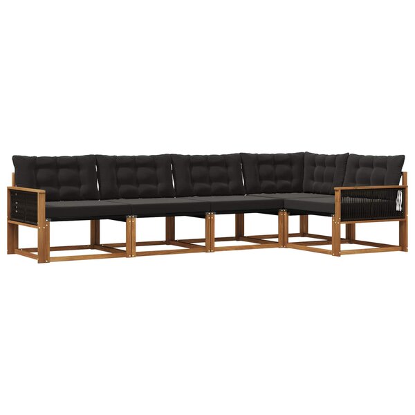 vidaXL Ensemble de canapés d'extérieur 5 pc Naturel et noir