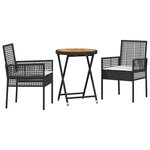 vidaXL Ensemble bistro de jardin 3 Pièces Noir Poly rotin