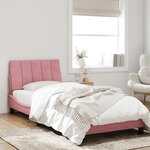 vidaXL Cadre de lit avec lumières LED rose 90x190 cm velours