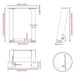 vidaXL Pieds de table basse en U 2 pièces Anthracite 30 x (30-31) cm Acier