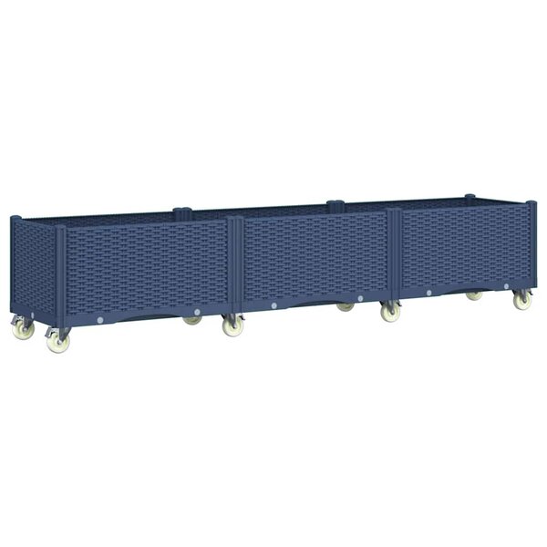 vidaXL Jardinière à roulettes bleu gris 240x50x54 cm PP