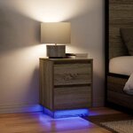 VidaXL Table de chevet avec lumières LED chêne sonoma 38x34x50 cm