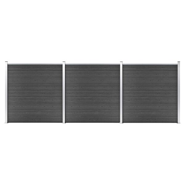 vidaXL Ensemble de panneau de clôture WPC 526x186 cm Noir