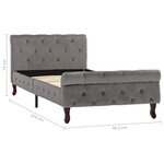 vidaXL Cadre de lit sans matelas Gris Velours 90x200 cm