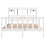 vidaXL Lit bibliothèque sans matelas blanc 150x200 cm bois pin massif