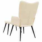 vidaXL Chaise de relaxation avec tabouret Crème Tissu