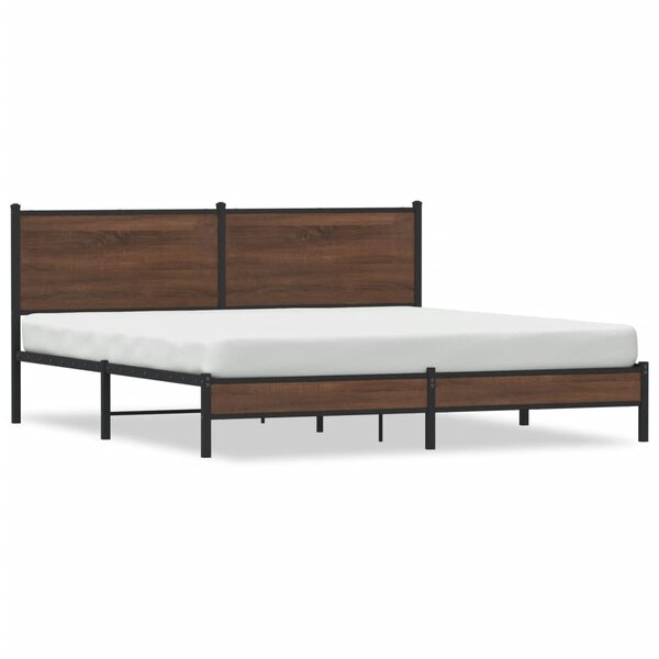vidaXL Cadre de lit en métal sans matelas chêne marron 180x200 cm