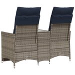vidaXL Canapé de jardin inclinable 2 places avec Table en résine tressée grise