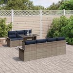 vidaXL Ensemble de canapé de jardin avec coussin 8 Pièces Gris polyrotin