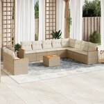 vidaXL Salon de jardin 11 Pièces avec coussins beige résine tressée