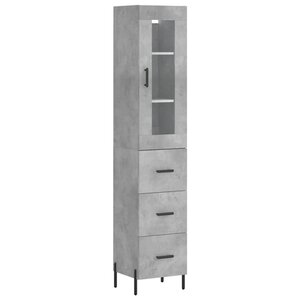 vidaXL Buffet haut Gris béton 34 5x34x180 cm Bois d'ingénierie