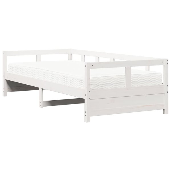 vidaXL Lit de jour avec matelas blanc 90x200 cm bois de pin massif
