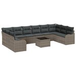 Ensemble de Canapés de Jardin vidaXL de 10 Pièces avec Coussins en Rattan Poly Noir