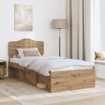 vidaXL Cadre de lit Chêne artisan 90 x 190 cm Bois de pin massif